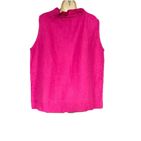 Ann Mashburn Size Large Split Neck Pink Sleeveless 100% Linen Blouse - Picture 2 of 11